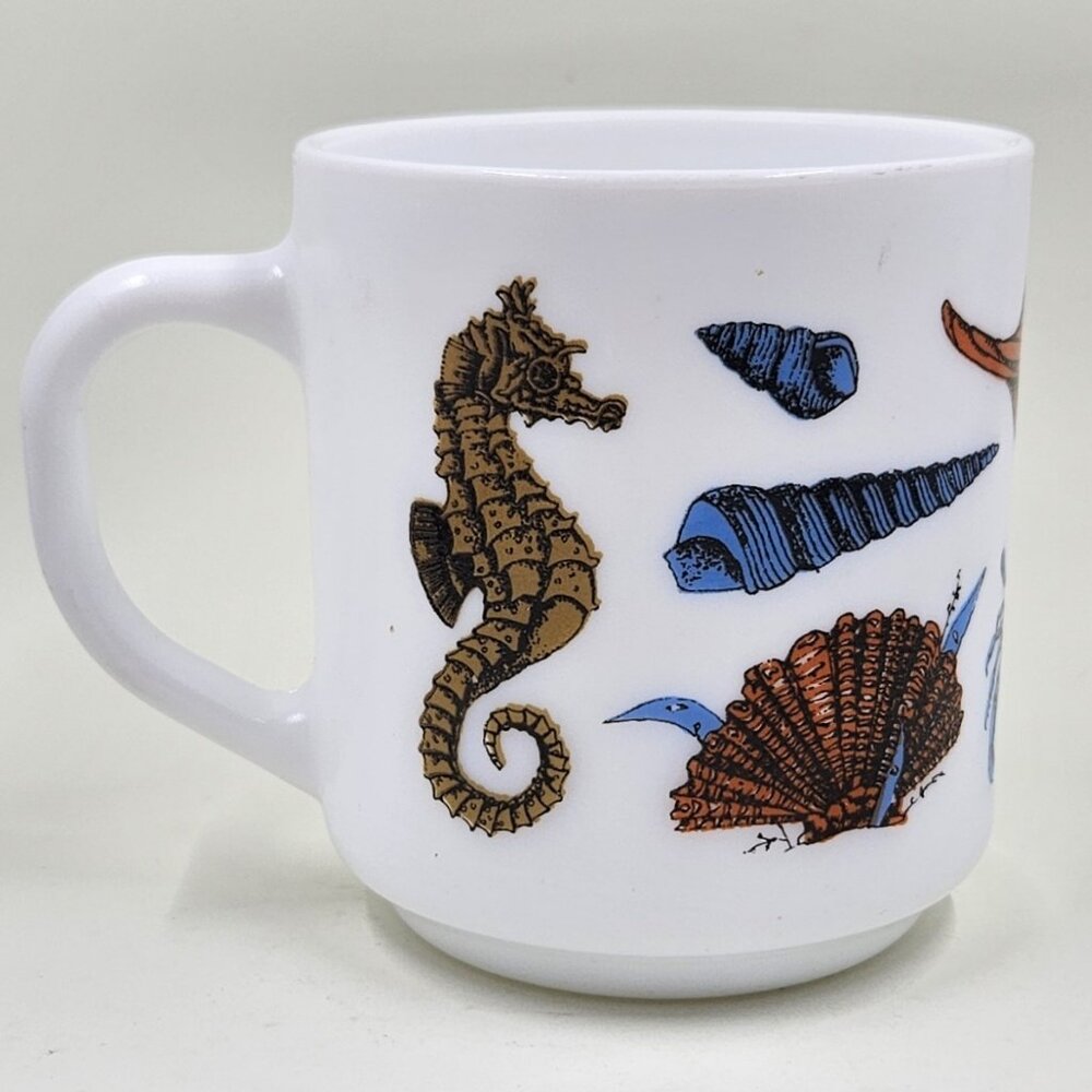 Vintage Arcopal France Sea Life Coffee Mug Signed R Carman EUC!
